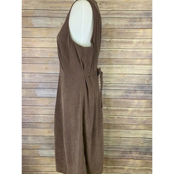 Orvis Womens Petite 12 Faux Suede Dress Brown - Picture 4 of 10